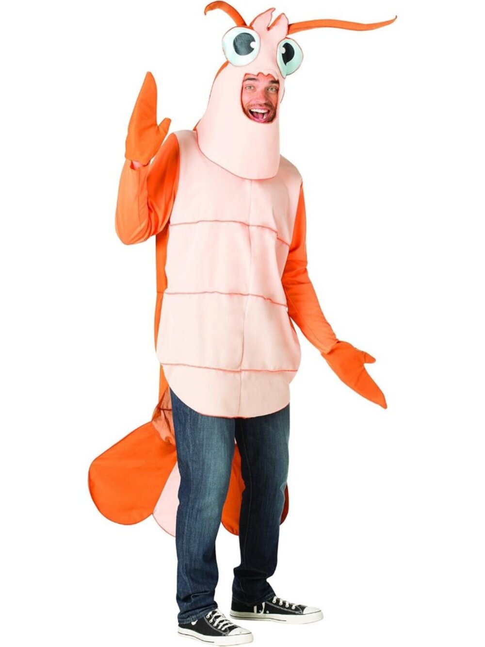 Fun Shrimp Costume for Adults - Crawfish Crustacean Outfit, Unisex One Size